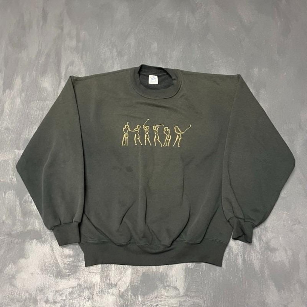 Vintage Golf Graphic Sweatshirt Men Large Black 1990s Jerzees